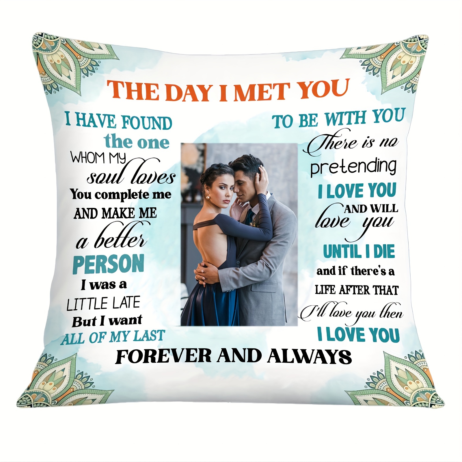 

Customizable 18x18 Inch Plush Pillowcase - Personalized ' I ' Design For Couples, Anniversary & Home Decor, Zip Closure, Hand Wash Only