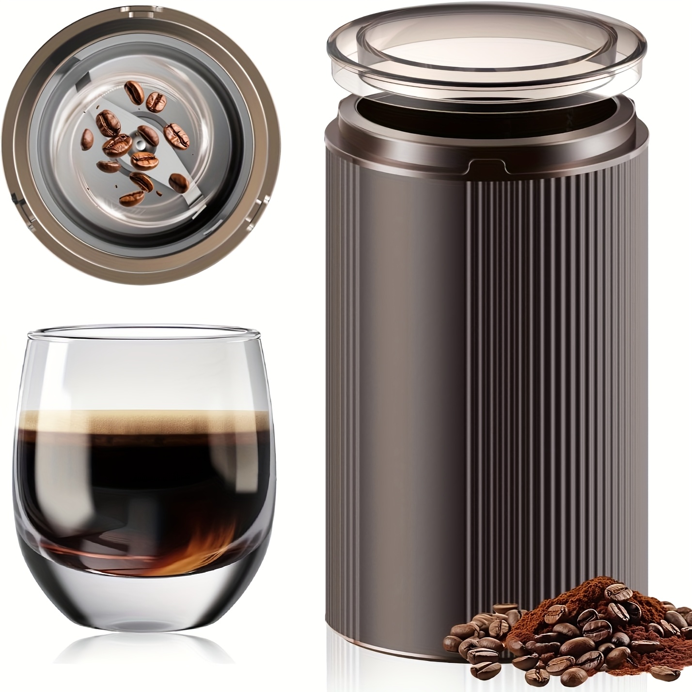 TEMU Electric Coffee Grinder, Cutter; Electric , Powder Grinding, Coffee Beans Grinder, Washable. Coffee Beans, Green Tea, Chili Peppers, Peppers,