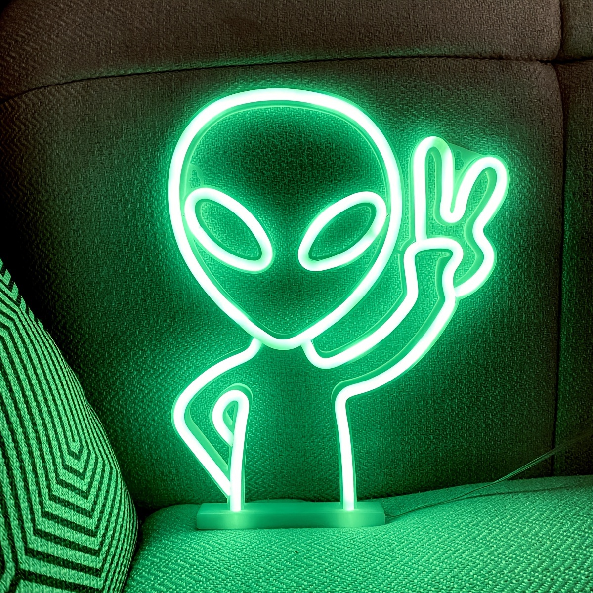 Green Alien Neon Sign Room Neon Sign Hello Alien Alien Neon - Temu