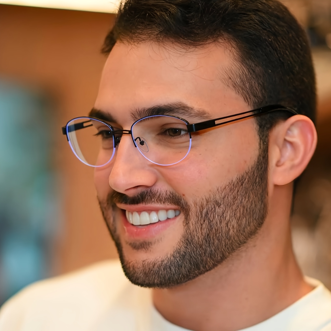 mens bohemian semi rimless glasses thick edge non Temu United