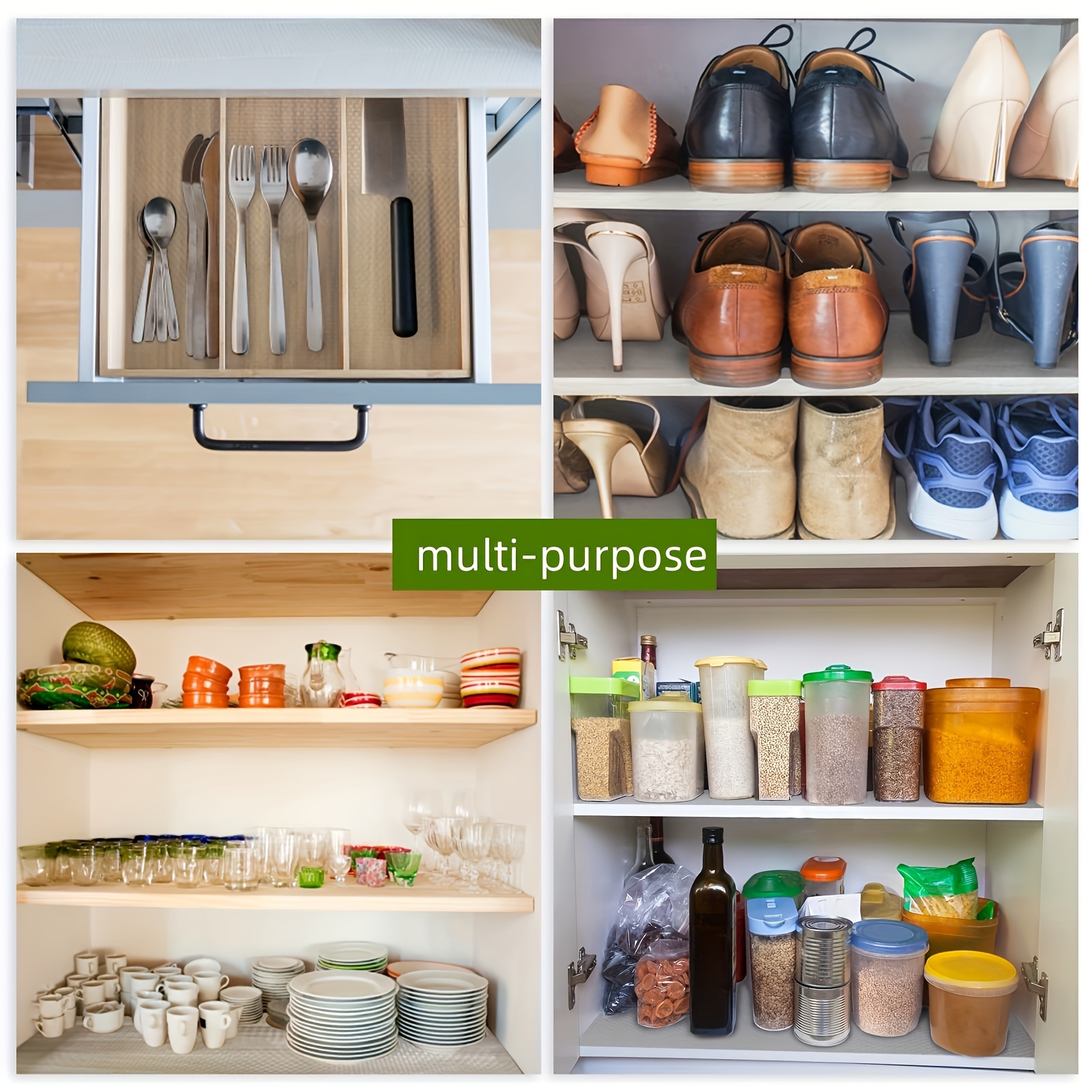 1 roll of waterproof and anti slip plastic shelf liner roll, multi-purpose cabinet drawer liner. Suitable for cutting mats in kitchens, refrigerators, and tables.