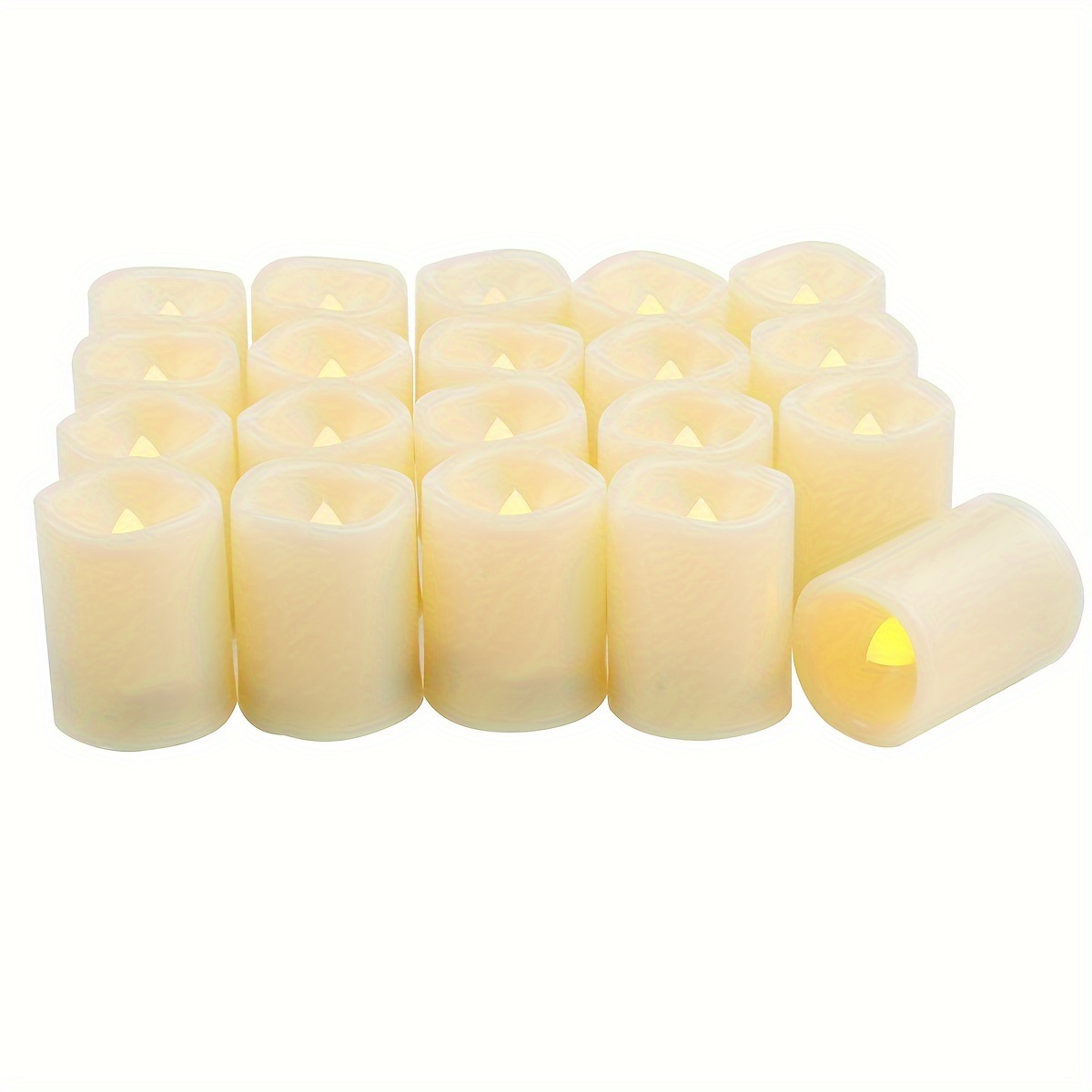 

20 Pack Battery Operated Flameless Votive Candles Led Electric Tea Lights With White Body And Amber Glow For Home Kitchen Wedding Party Festival Tabletop Decorations, Size D 1.5 Inch X H 2 Inch