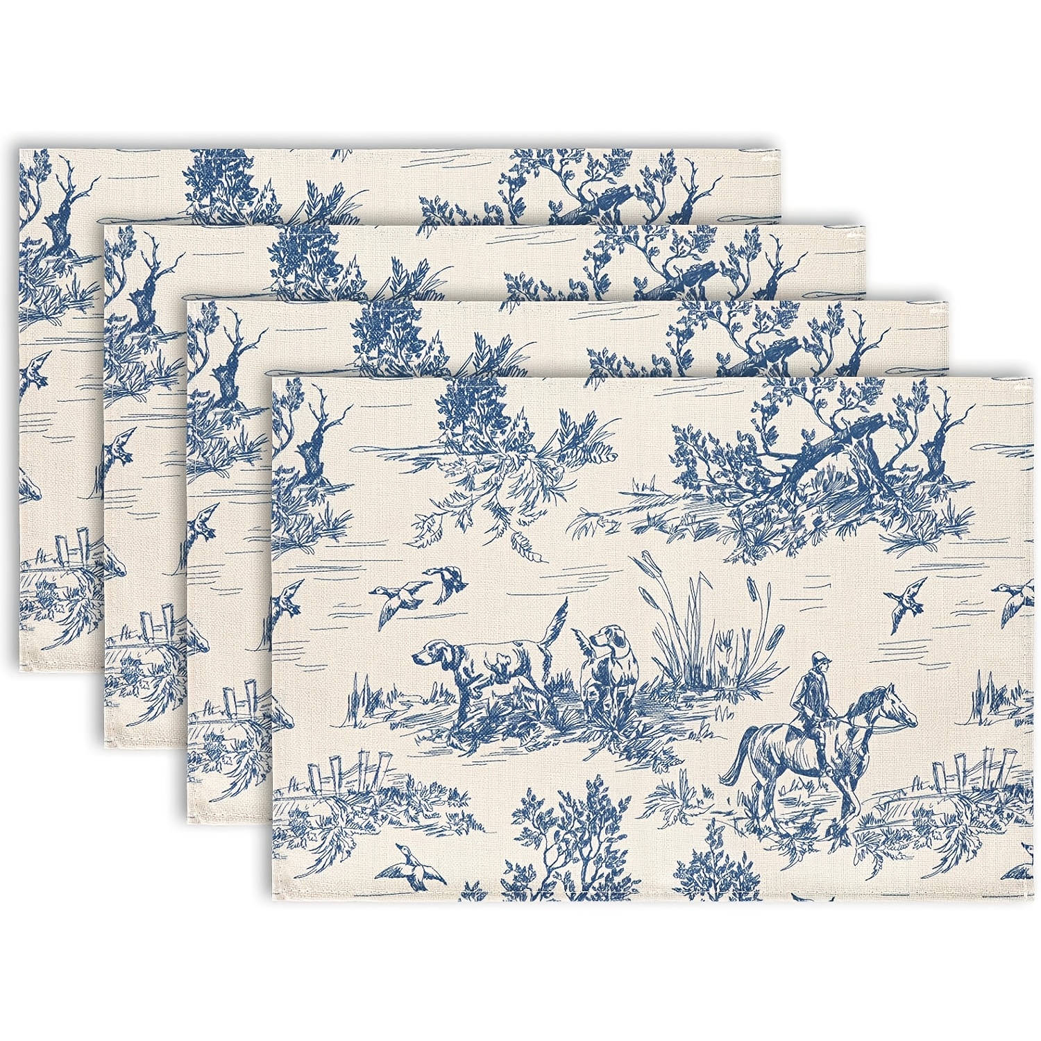 

4/6pcs Sets de Table Imprimés Village Paysage de Chasse Rurale Napperons Décoratifs de Ferme pour la Table de Dîner, Fournitures de Décoration pour , 12 Pouces