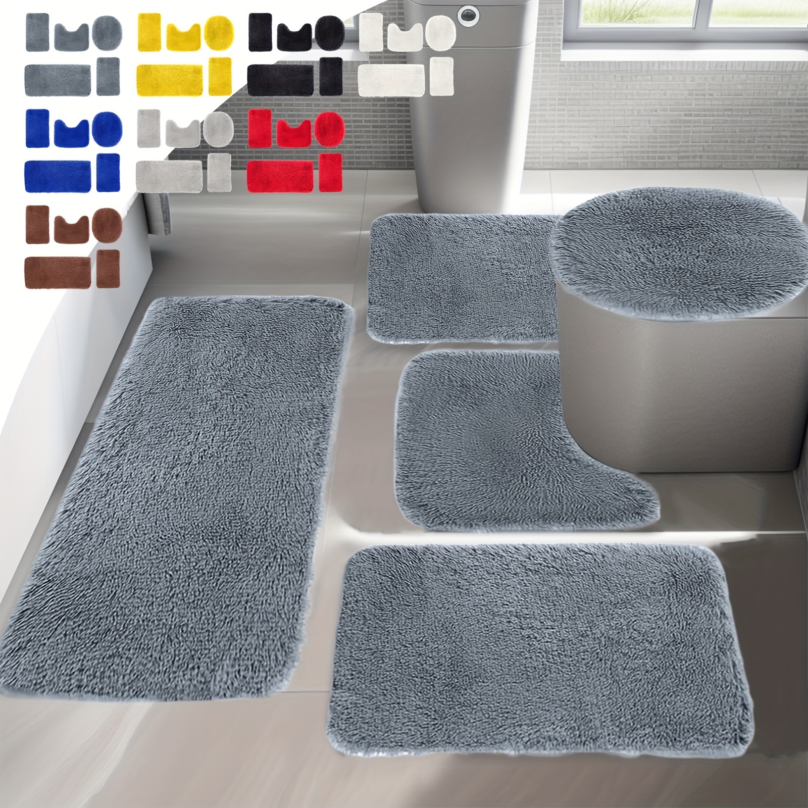 

5pcs Fleece Bath Mat Bath Mat Set Of 5 Bathroom Rugs 5 For Universal Absorption To For Bathroom