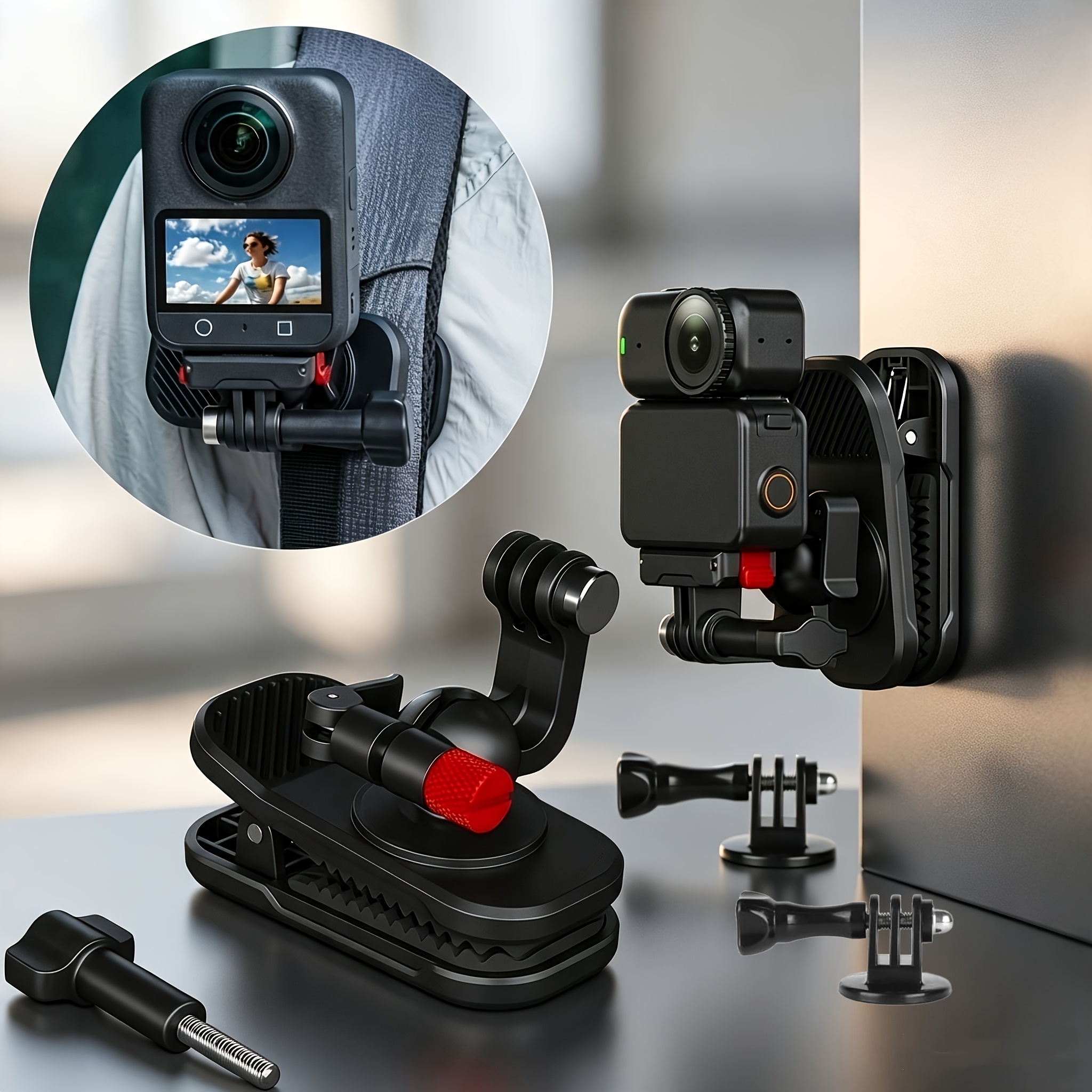 TEMU Magnetic For Sports Camera Backpack Holder, Extendable Backpack Clip, Suitable For Sports Cameras