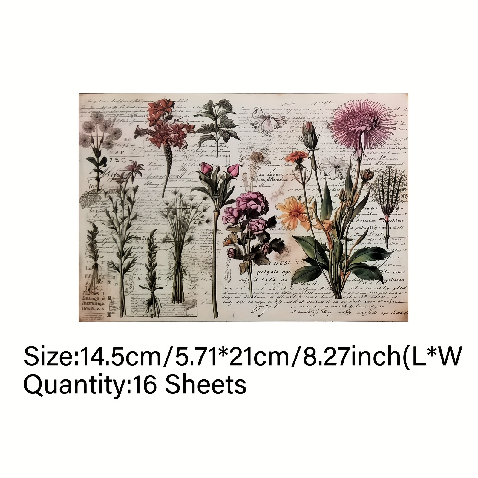 Image of Vigus 16 Sheets Of Vintage Style Plant And Flower Letter Description Junk Diary Magazine A5 Size Handicraft Paper