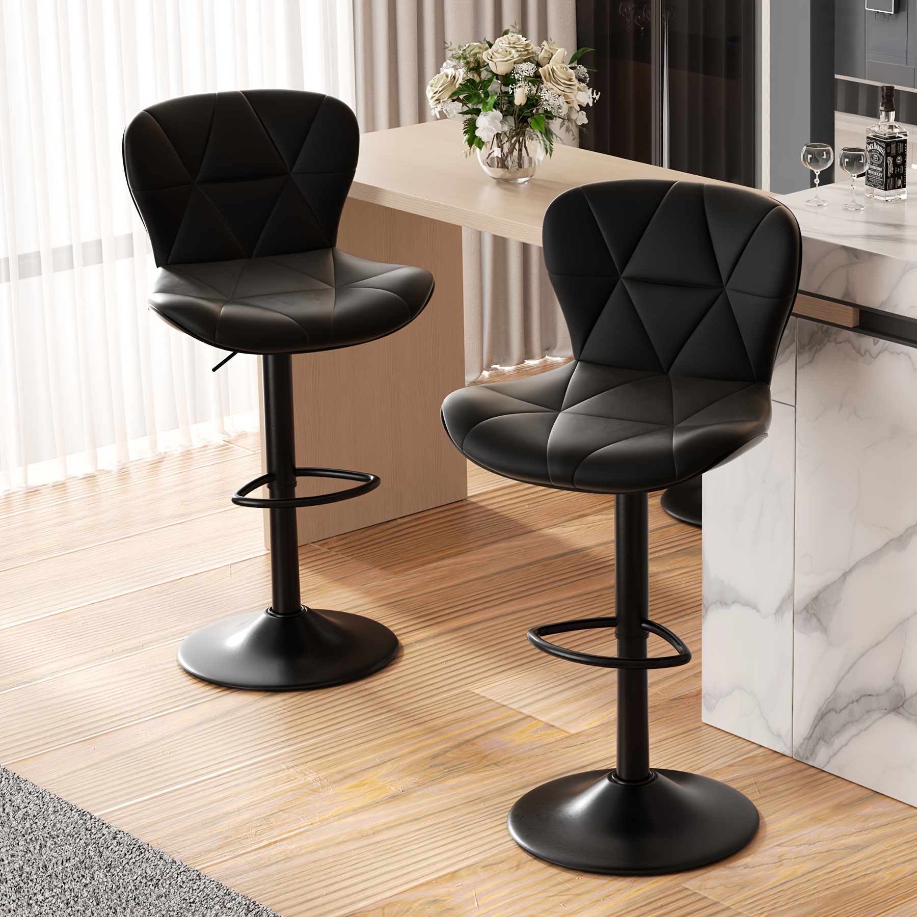 modern bar stool leather upholstered swivel counter Temu