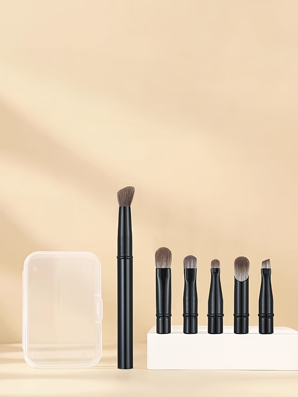 6pcs mini travel makeup brush set with detachable aluminum tubes portable eye brushes and storage case for clean hygiene   girls and women Product details 1