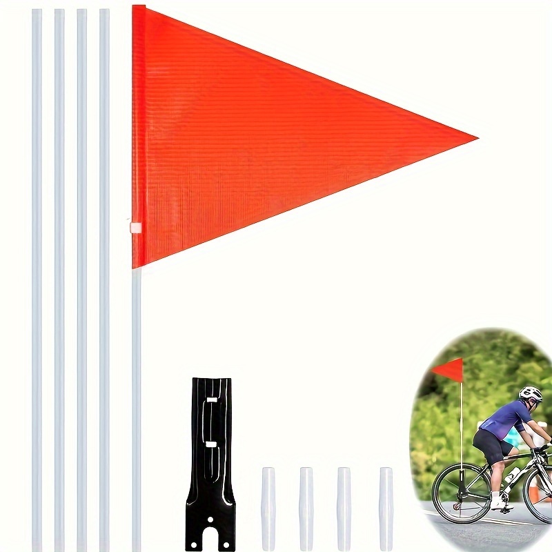 

1 Set Of High Visibility Bike Flags With Adjustable Glass Fiber Poles - Suitable For Bicycles, Golf Carts, And More