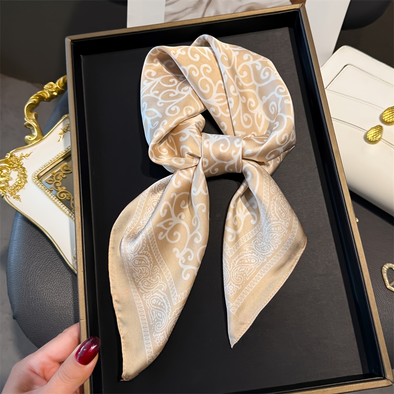 TEMU Elegant Small Square Scarf For Ladies - Light And Non-sticky Texture, Fashionable Daily Additions, Suitable For Office, Formal Occasions, And