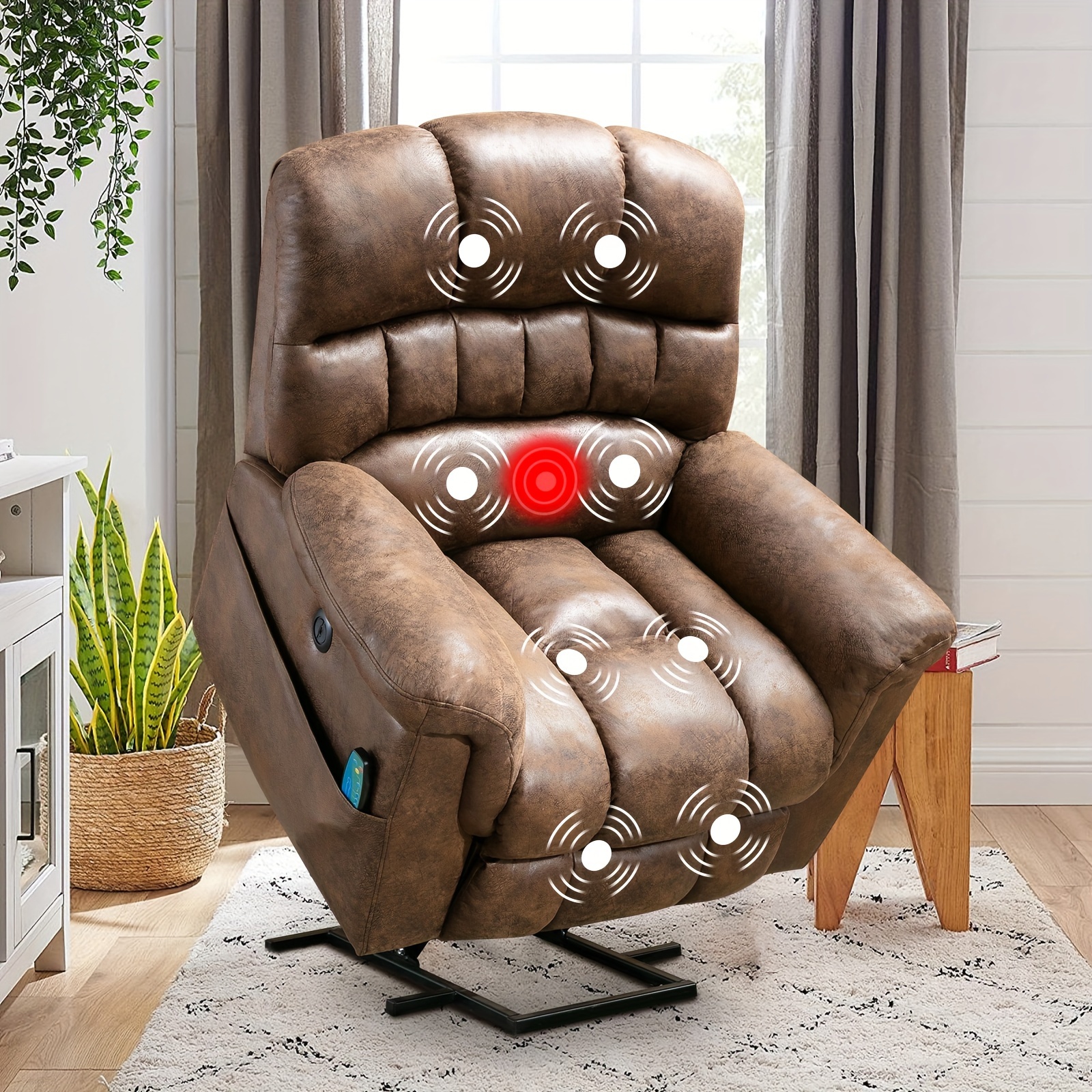 

Modern Recliner With Heating And Massage Function Recliner Sofa For Elderly With Side Pockets, Usb Port And Remote Control