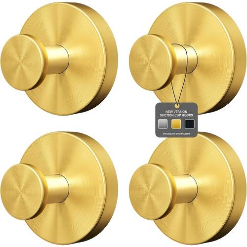 4 pack no drill bathroom wall hook set shower suction cup hooks 3 colors durable hooks for towels bathrobes and sponges detachable stainless steel hooks for tiles glass and mirrors suitable for 17 including