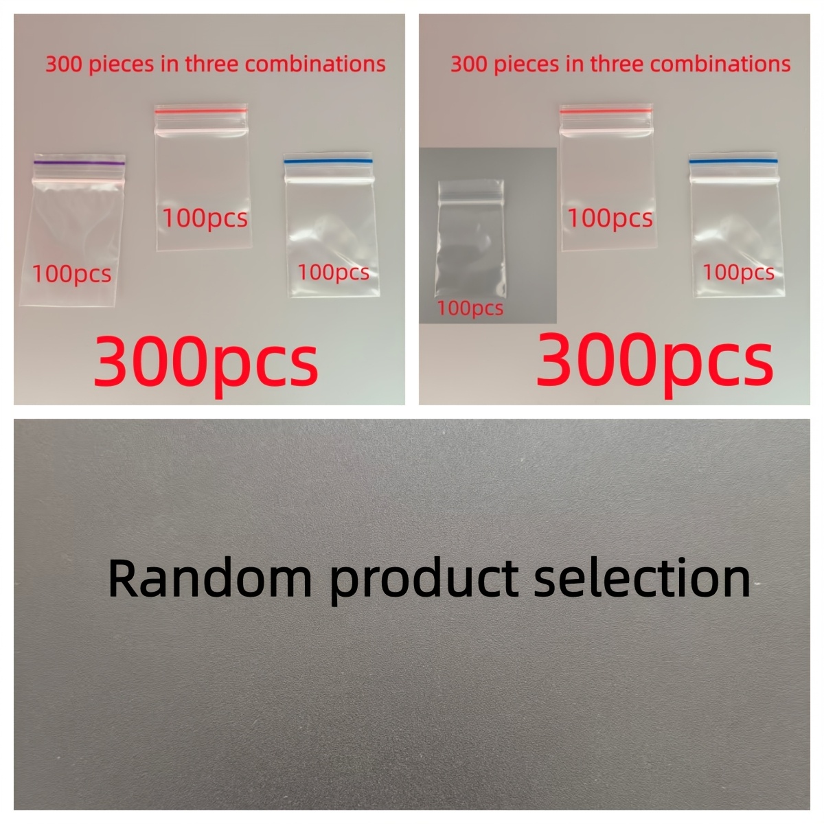 TEMU 300pcs 3.8cm/1.5inch X 5.1cm/2.0inch Self-sealing Bags, With 3 Colors Random Sealing Line Combinations, Suitable For Jewelry, Additions, And