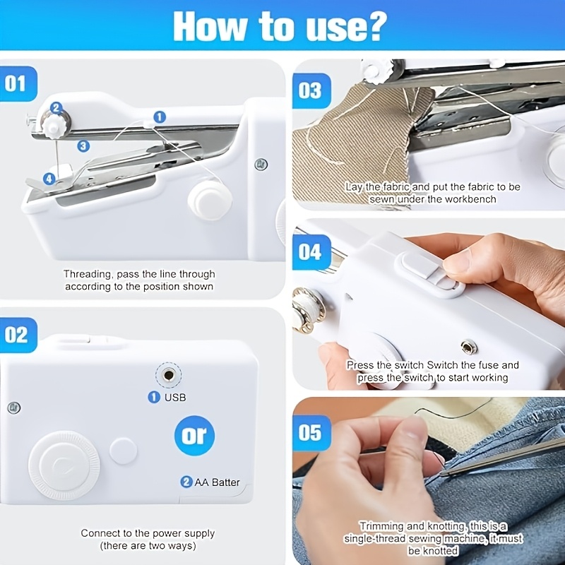 handheld sewing machine mini portable electric sewing machine suitable for quick repairs   design usb powered home and travel clothing repair kit with accessories beginner friendly Product details 5