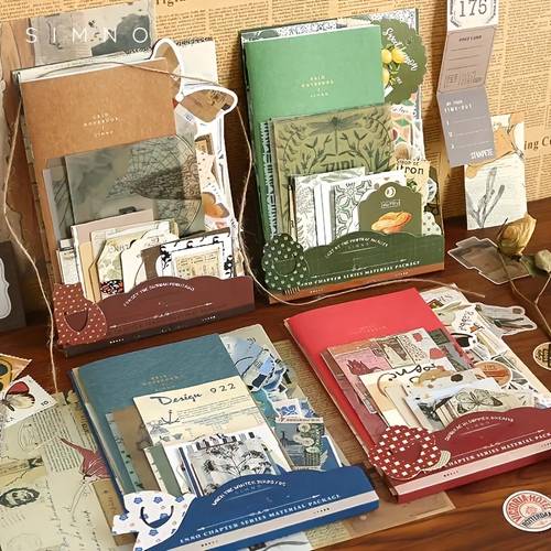 vintage style ing kit with quote stickers and paper set journals planners and craft collages aesthetic kit junk journal ing supplies vintage journaling set journals material large