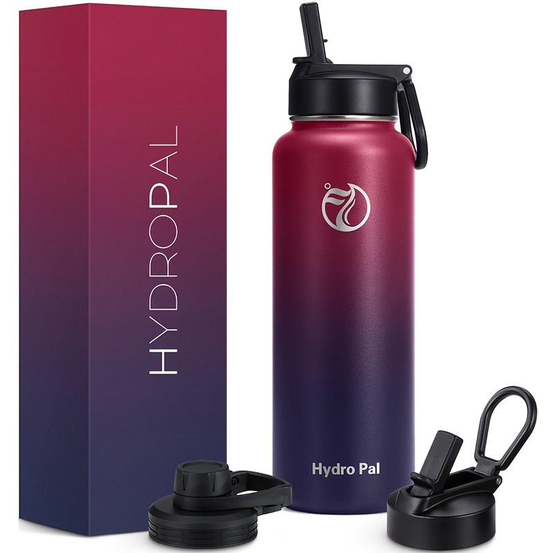 TEMU 40oz Insulated Water Bottles With 2 Leak Proof Lids (spout Lid And Straw Lid), Wide Mouth Sport Water Bottle With Straw, Stainless Steel