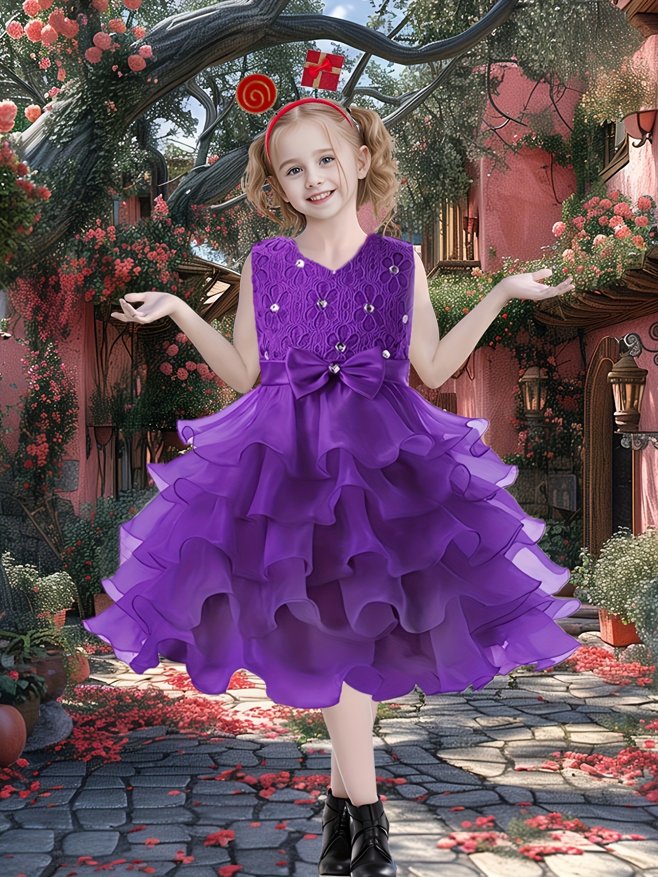 open lace back dress Girls party dress er children teenagers prom ceremonies gowns dresses