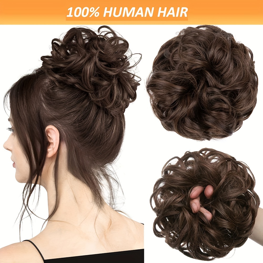 

2pcs Elegant Messy Bun Hair Pieces For Women - Hair, Curly Scrunchies, Updo Extensions, Styling For All , Hair Accessories