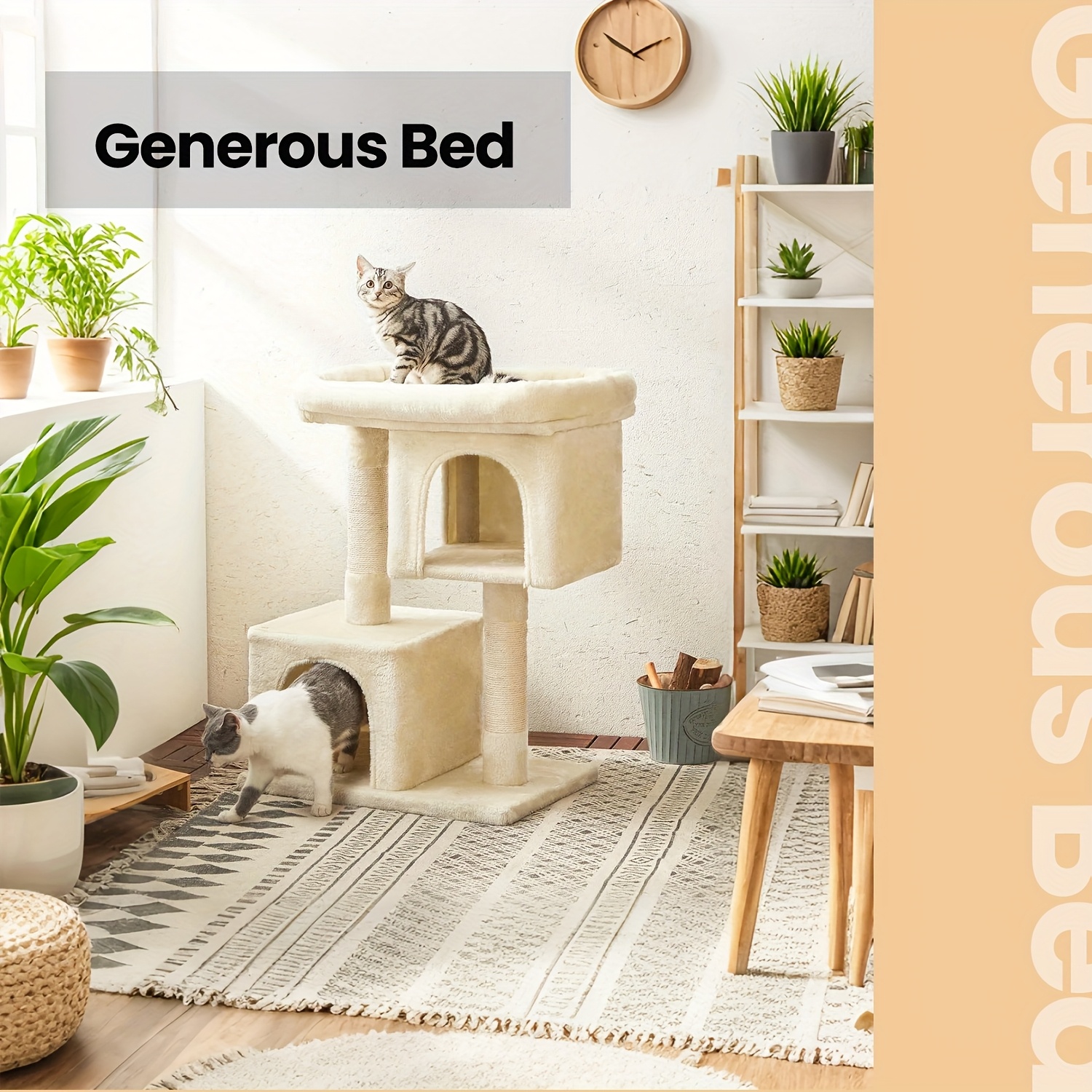 E-shop 84 cm hohe Katzenbaum für große Katzen bis zu 7 kg - Mehrstöckiger Kratzbaum mit 2 , hochwertige Haustiermöbel, langlebige Indoor-Katzenwohnung