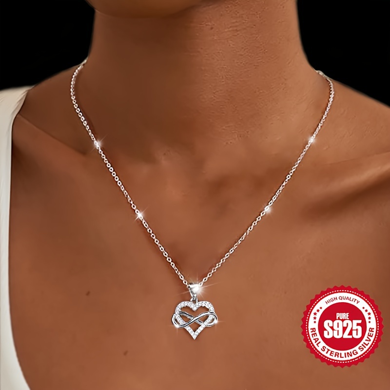 

Elegant 925 Sterling Silvery Heart Necklace - Hypoallergenic, Sparkling Cubic Zirconia, Perfect Gift For Her, For &