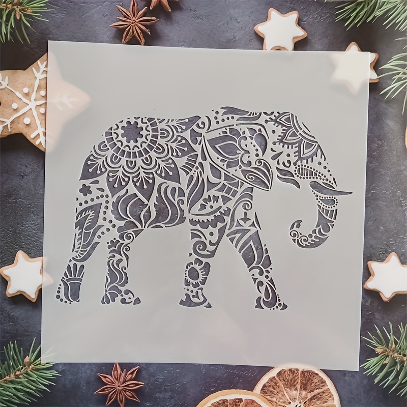 

Elephant Animal Stencil Template 12x12 Inch - Diy Reusable Large Plastic Painting Stencil For Wood, Floors, Walls, And Tiles - English Language Design