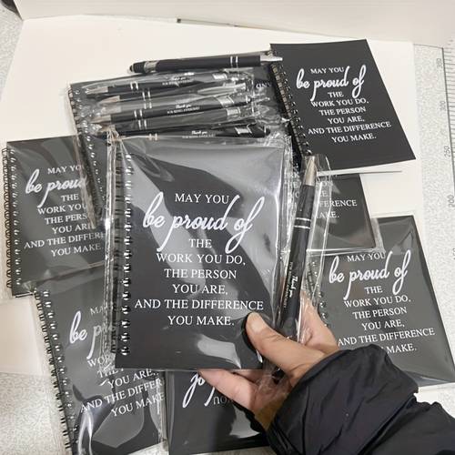 9sets employee thank you gift inspirational spiral notebook inspirational notepad suitable for women men employee colleagues teachers volunteers gift 9 inspirational black notebooks and 9 inspirational pens