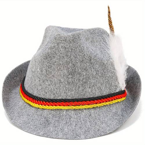 men women jazz hats vintage wide brim hat feather top hat for oktoberfest party