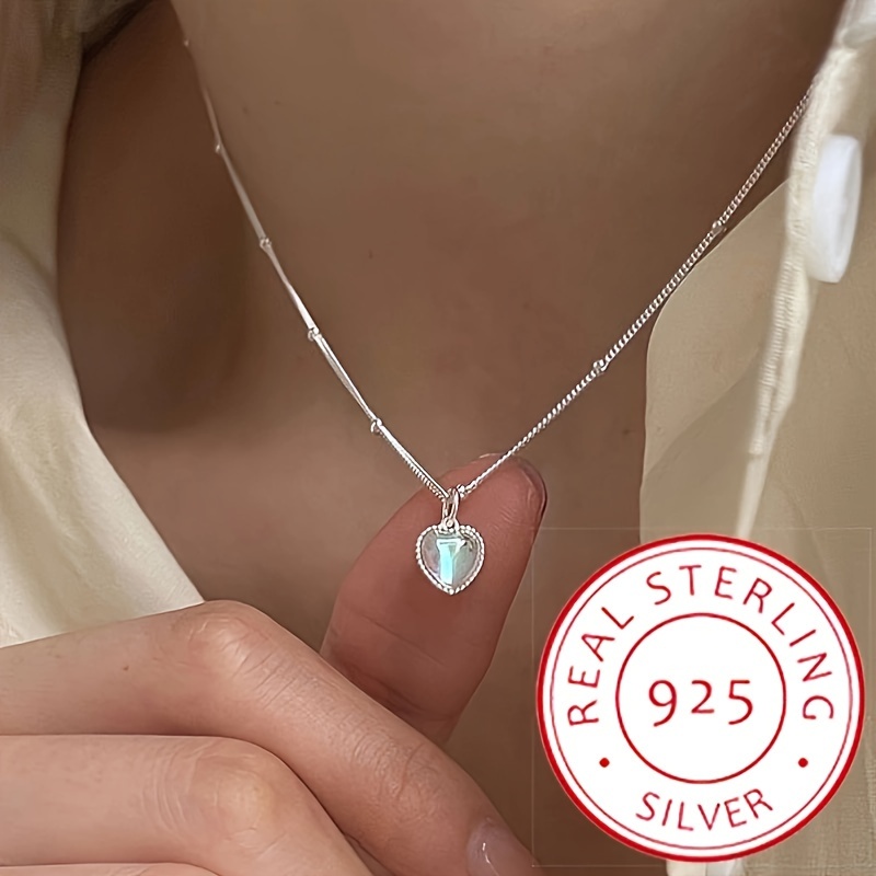 

S925 Sterling Silver Pendant Necklace, 2.9g/0.1oz Elegant Gradient Heart Design, Exquisite Minimalist Pendant Necklace Jewelry For Women