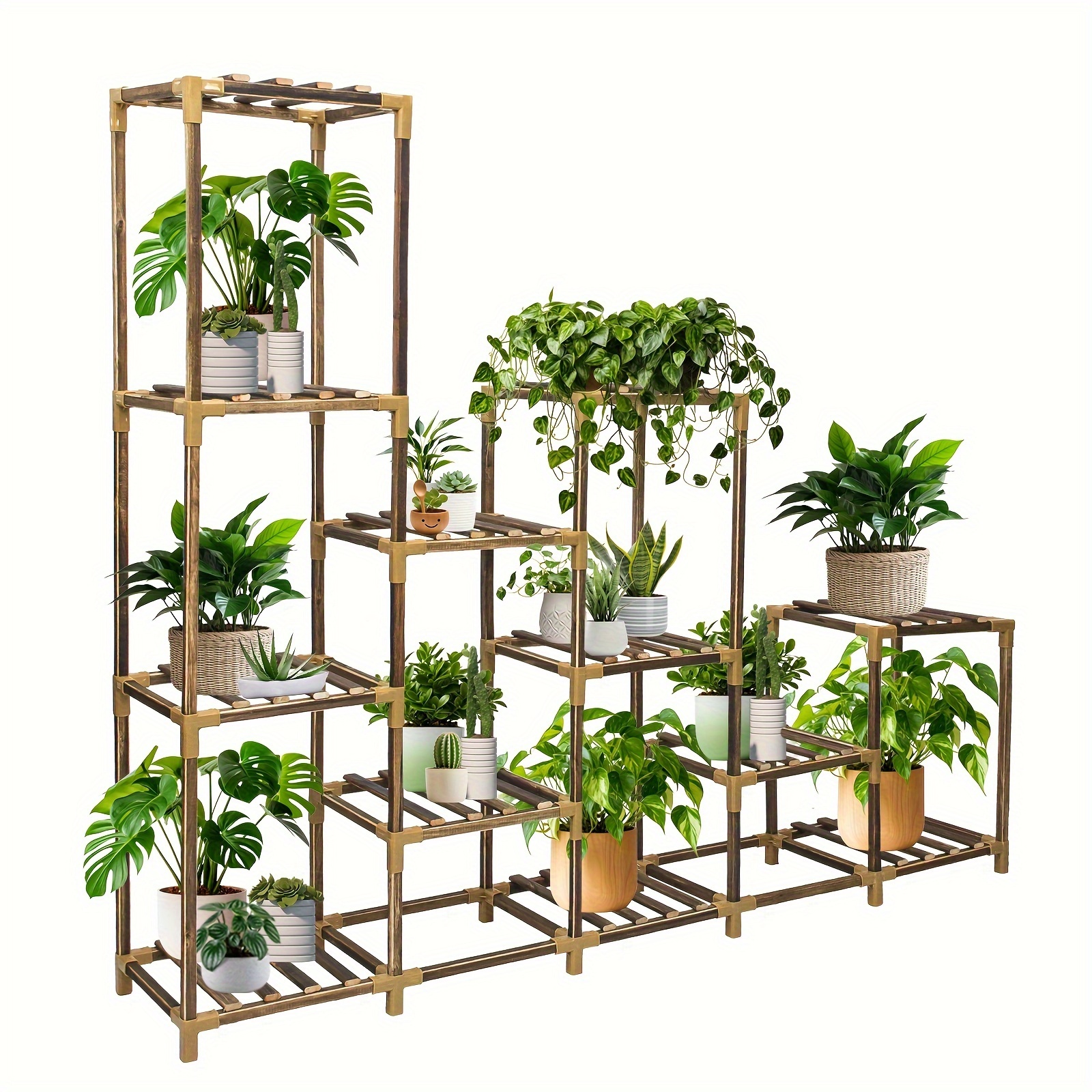 

Plant Stand Indoor, 3-tier Outdoor Wood Plant Stand For Multiple Plants, Accommodates 7 Potted Plants, Ideal For Gardens, Room Corners And Plant Gardening Gifts