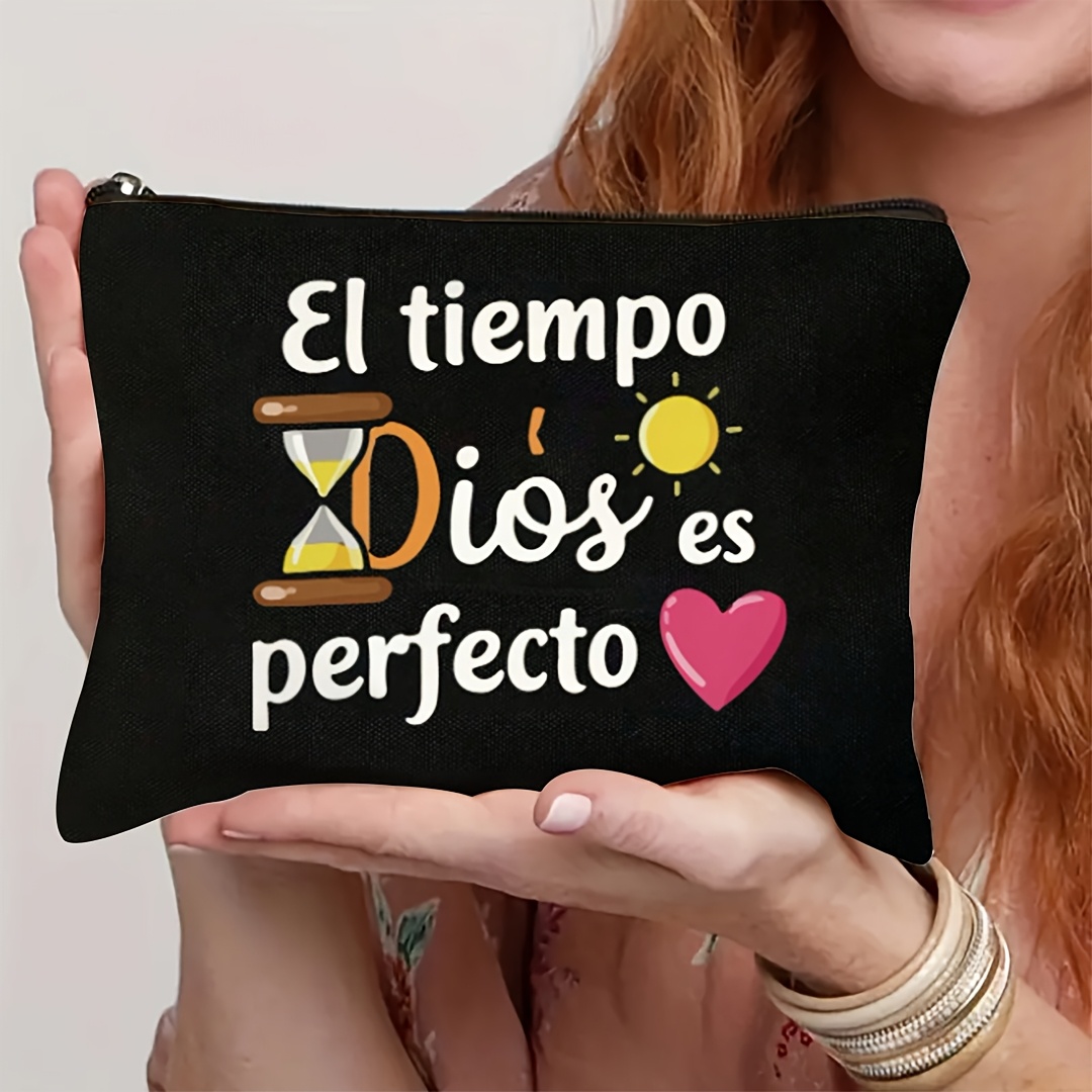 TEMU 1pc, An Spanish Bible Makeup Bag, Cosmetic Storage Bag, Aesthetic Accessory Bag, Portable Toiletry Storage Bag, Multi-functional Storage Bag,