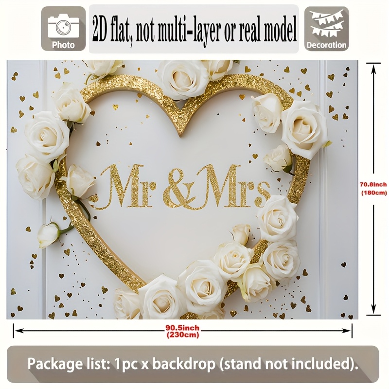 TEMU 2d Flat Banner, 1pc, Wedding Background Decoration Background Photo Props, Polyester Banner Decor, Home Decor, Room Decor, Wall Decor, Party