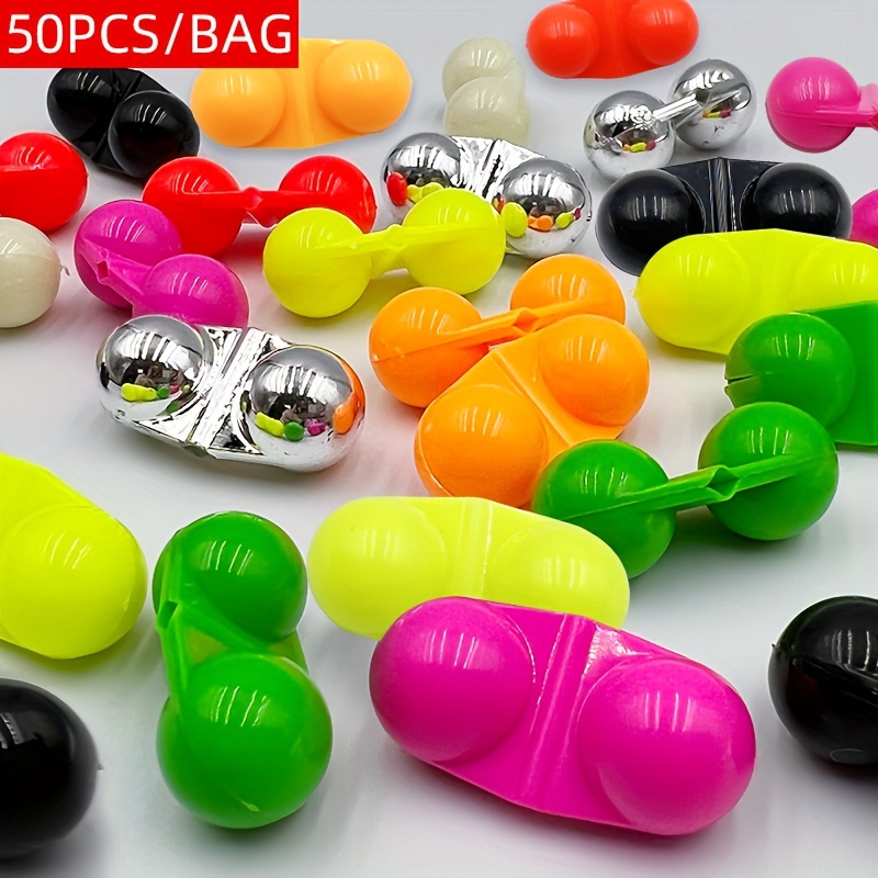 

50pcs Double Rattles Beads For Fishing - Plastic Catfish Rig Attractors, No Battery Required, Ideal For Valentine's Day, Christmas, Thanksgiving, New Year, Father's Day - Assorted Colors