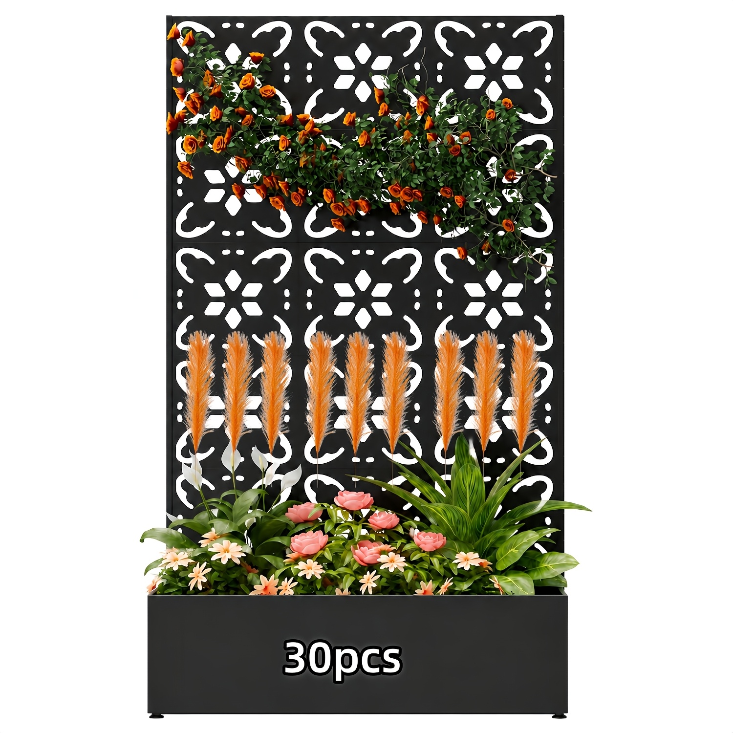 TEMU 30 pièces de fleurs artificielles de et d'herbe de la rouge-orange - Fleurs artificielles de 16,41 pouces - Ornement végétal en plastique