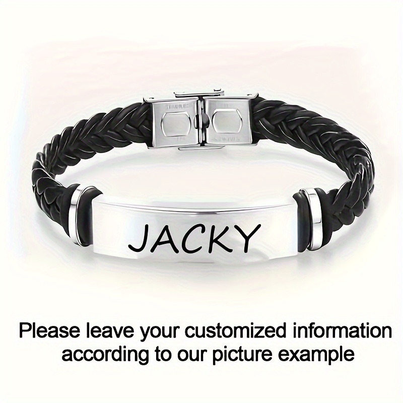 TEMU customizedpersonalized Men's Bracelet Engraved Bracelet, Gift For Him, Custom Jewelry Gift For Him