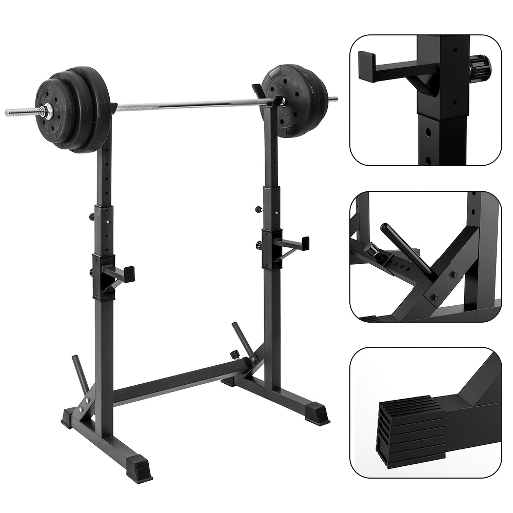Image of Adjustable Squat Rack Heavy Duty 200kg - Mobile Fitness Equipment For Home/commercial Use, With Locking Wheels And Safety Pins, Length 73-105cm, Height 80-150cm | Black, Space Design