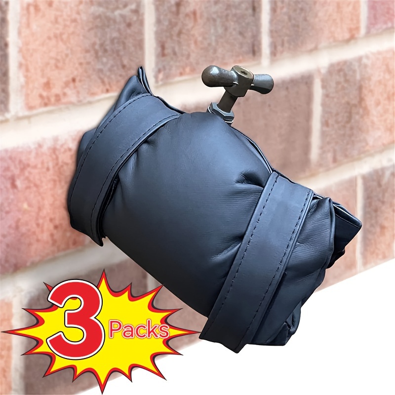Image of 3 Pack Outdoor Faucet Covers For Protection, Waterproof Pu Leather Insulated Spigot & Hose Bibb Cover, Outdoor Tap Insulation Jacket - Essential Outdoor Faucet Accessories