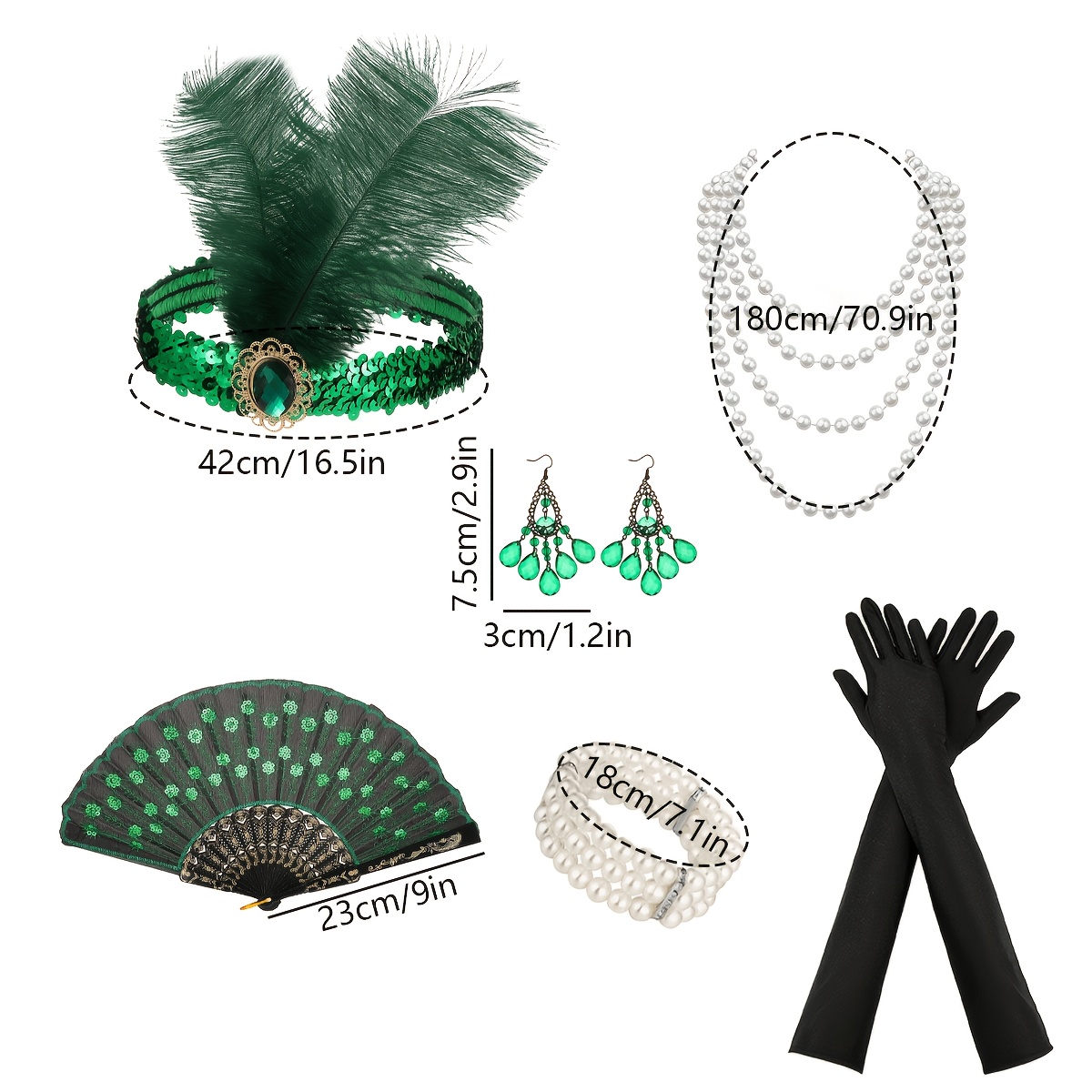 6pcs 1920s Vintage Costume Flapper Headband Set