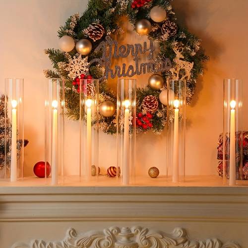 12pcs 6pcs windproof hurricane glass candle holders clear bottomless glass cylinder candle holder open candle holder suitable for wedding decor christmas thanksgiving valentines day and other holiday parties without candles best for christmas thanksgiving