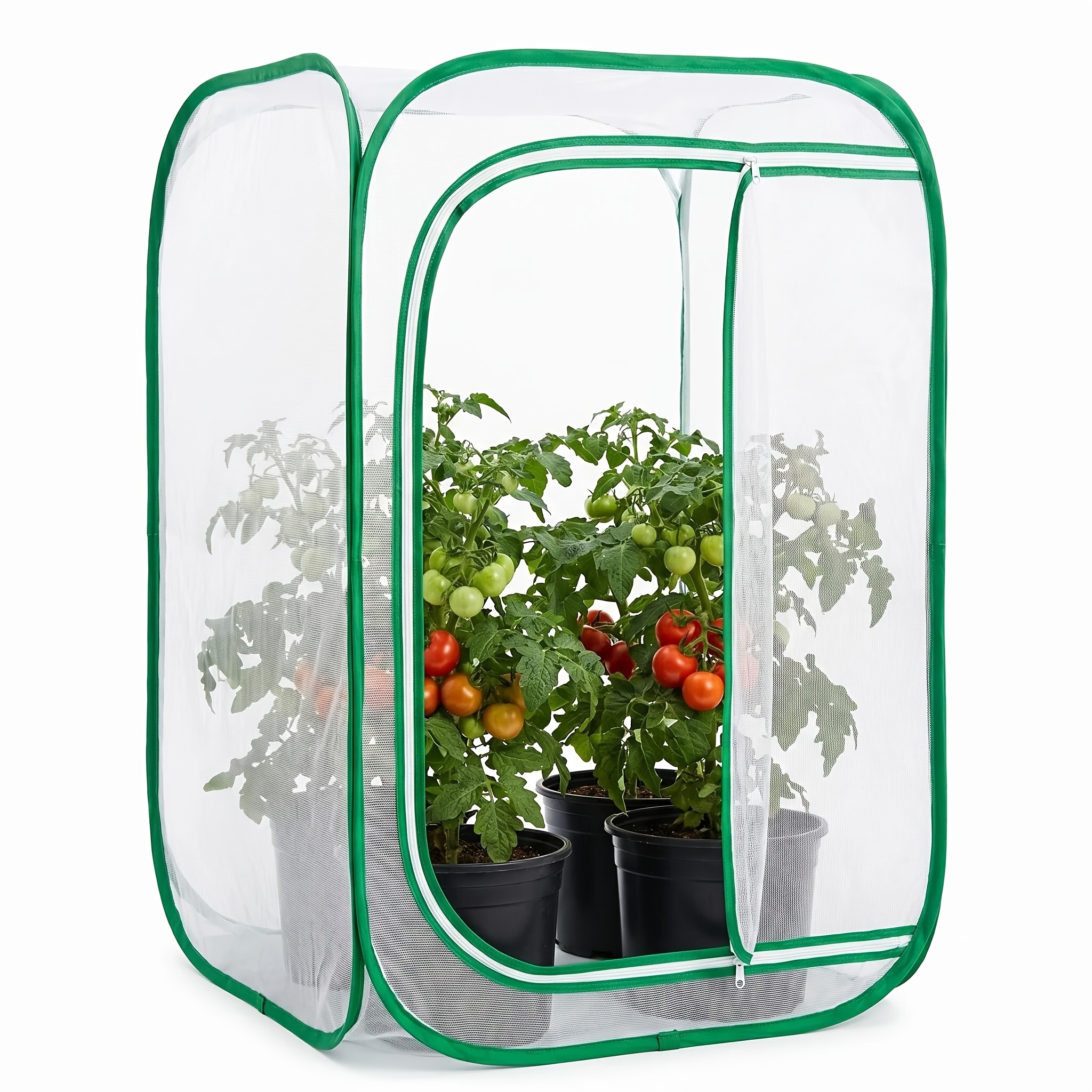 Image of 36" Outdoor Mesh Plant Enclosure, Plant Cover For Pests, Bird And Guard For Fruit, Vegetables, Flowers And Herbs Pop-up Cage 24 X 24 X