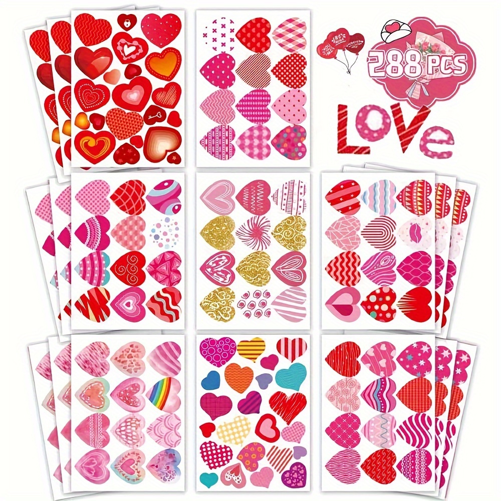 

24 Sheets 7.1"x5.1" Various Heart Shaped Stickers For Valentine's Day Mother's Day Gift Tag envelope decoration, Love Heart Decals For Valentine's Day Anniversaries Wedding Party Favors Supplies