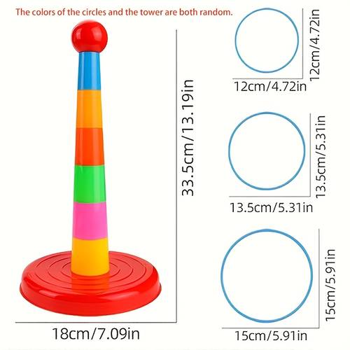 2 sets of colorful ring throwing game kits with random ring throwing and stacking toy accessories suitable as party gifts childrens gifts birthday gifts and christmas gifts 24 circles 2 tower shaped