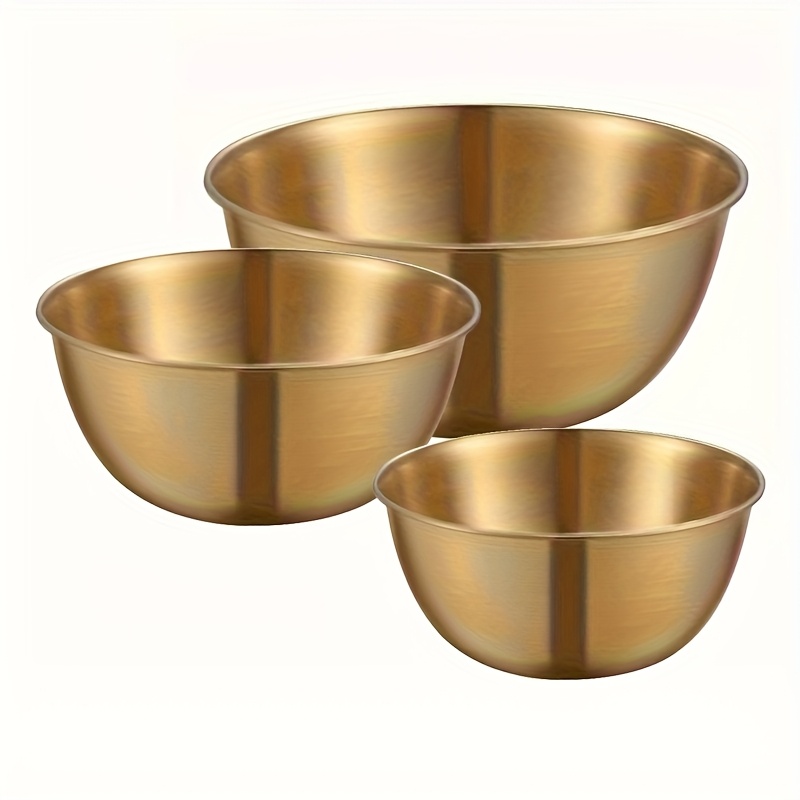 TEMU A Set Of 3 Stainless Steel Salad Bowls, Oven-safe, Durable Kitchen Mixing Bowls With Measurement - Perfect For Cooking And Storage!
