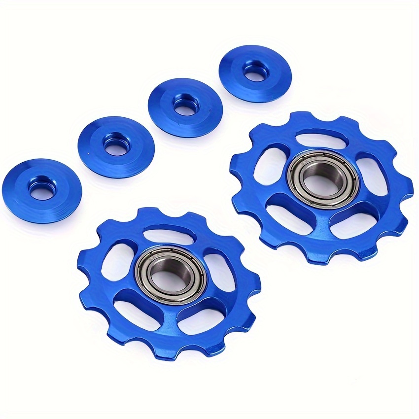 

2pcs Aluminium Alloy Replacement Pulley, 11t Jockey Pulley Wheel Rear Derailleur Parts (with 4 Screw Holes)