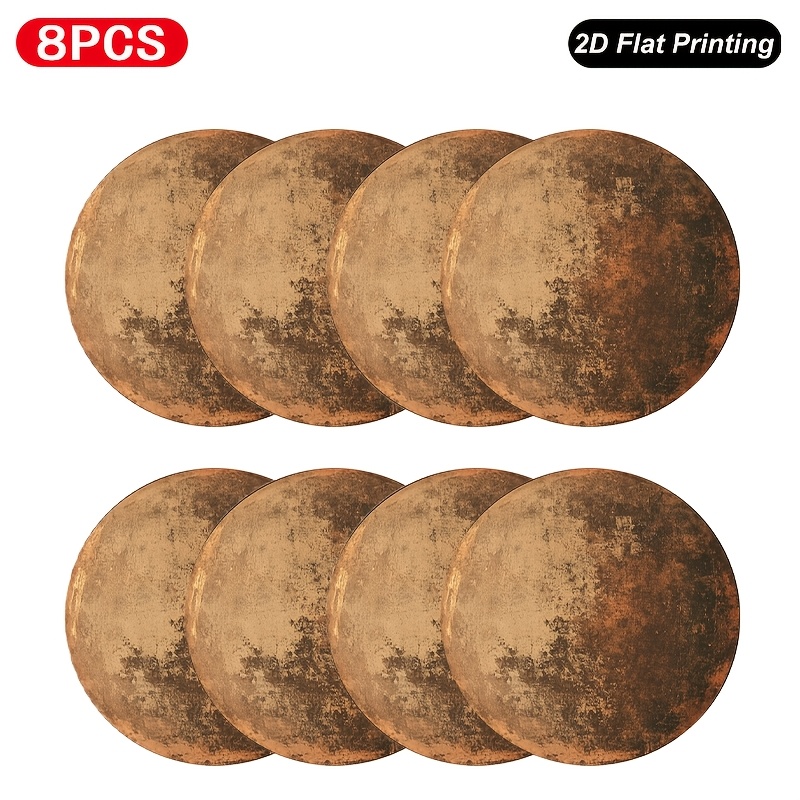TEMU Brown Rustic Round Placemats Suitable For Dining Tables, Non-slip Table Mats With Rusty Texture, Easy To Washable Suitable For Homes,