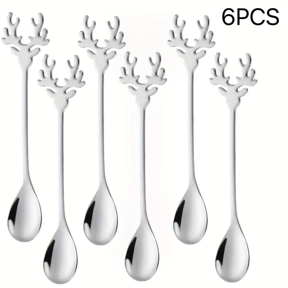 TEMU 6/10/20pcs Luxury Deer Head Stainless Steel Coffee Spoon Set - Unique Christmas Tableware, Dessert Spoons, Stirring Spoons