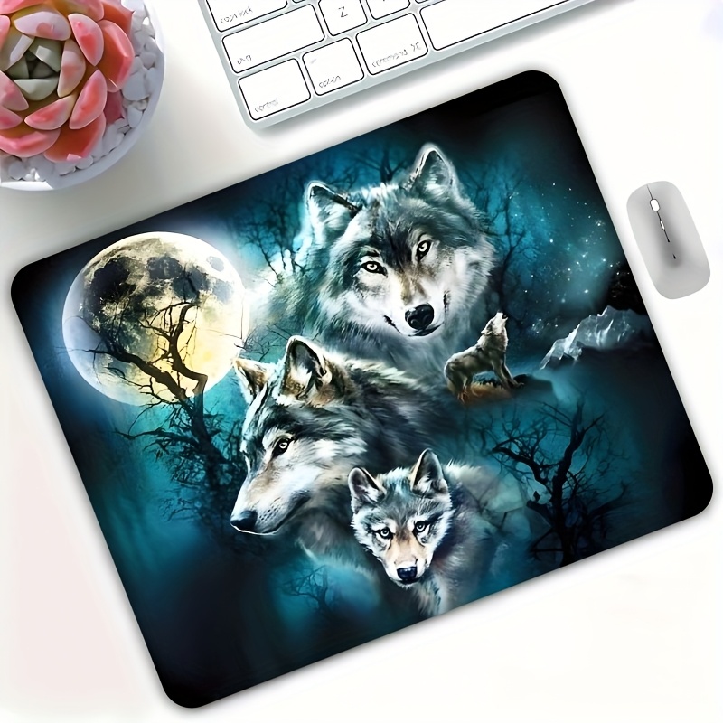 Wolf Pack Forest Moonlight Non-Slip Rubber Gaming Mouse Pad - Smooth Gliding Surface, Mystical Night Scene Design, Square Desk Mat for Office, Laptop & Desktop, Mouse Pads for Desk