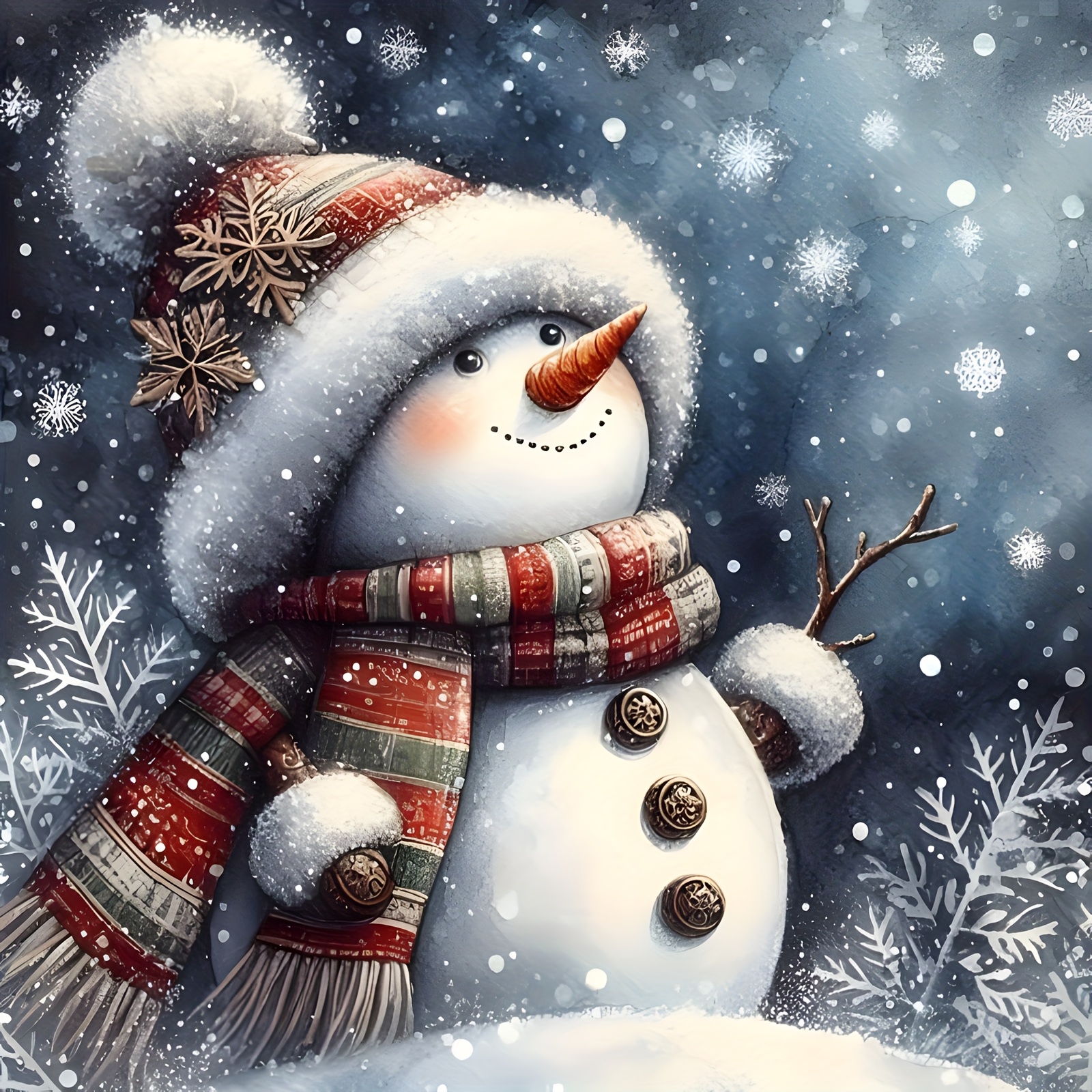 TEMU 1pc 2d Flat Snowman Christmas Pattern Diamond Painting Diy , Diamond Painting Kit, Round Acrylic Diamonds, Frameless Diamond Painting Art, Diy