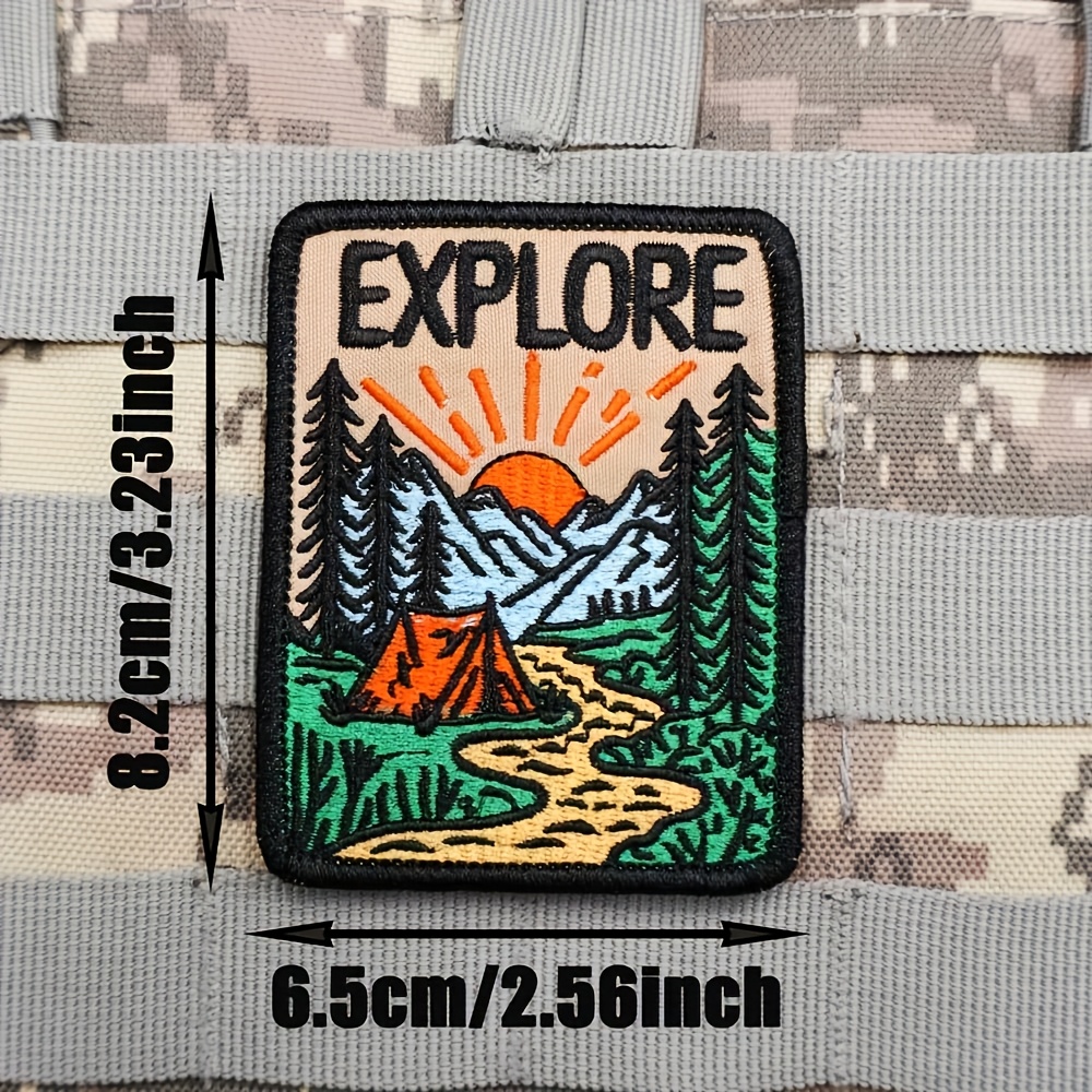 1pc Outdoor Adventure Fun Embroidery Patch, Vest/backpack Embroidery Patch, With Hooks On The Back For Fixation, Clothing Patch