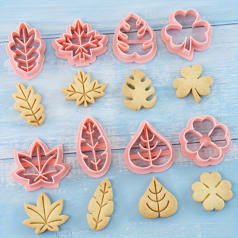 8pcs Leaf Cookie Cutter Set, Maple Leaf Soft Clay Earring And Fondant Baking Tools For Autumn Halloween Thanksgiving Decorations Kitchen Accessories