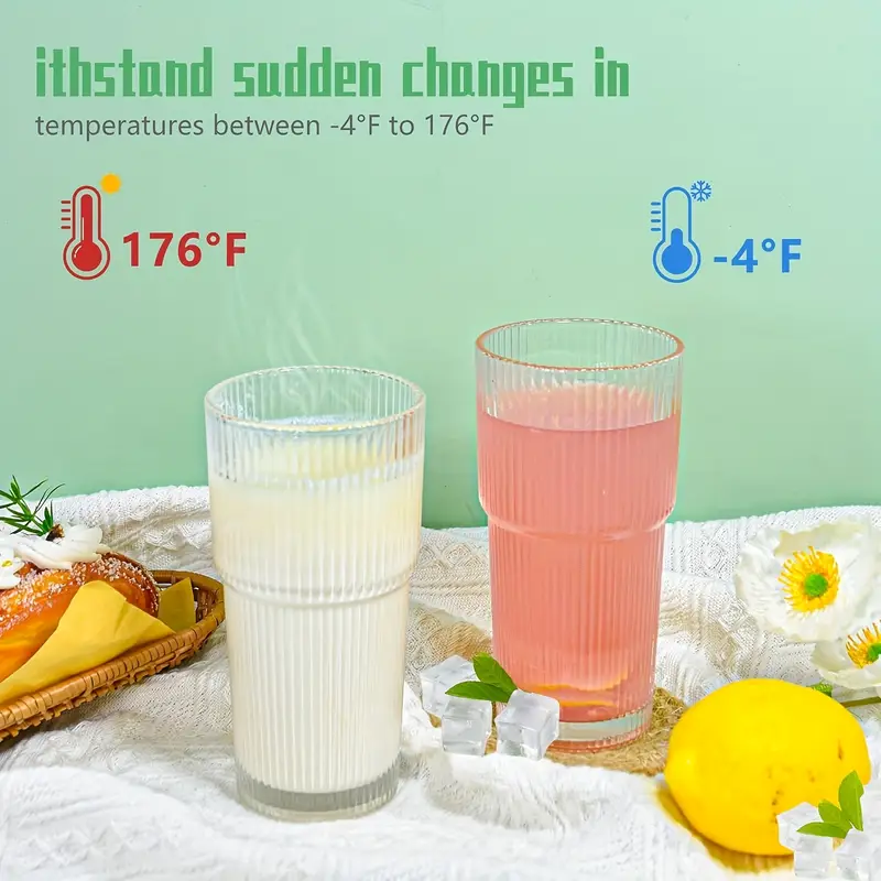 2pcs 600ml 20oz large capacity glass cups durable glass cups safe to freeze very suitable for drinks such as juice tea milk etc perfect gifts for on valentines day womens day and fathers day Product details 5